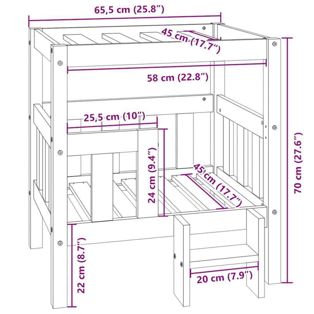 Vidaxl - Lit pour chien Noir 65,5x50,5x70 cm Bois de pin solide vidaXL 822376 - Imagen 3