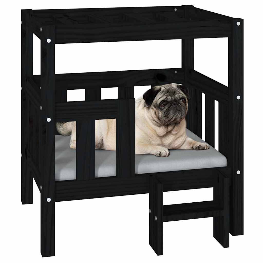 Vidaxl - Lit pour chien Noir 65,5x50,5x70 cm Bois de pin solide vidaXL 822376 - Imagen 5