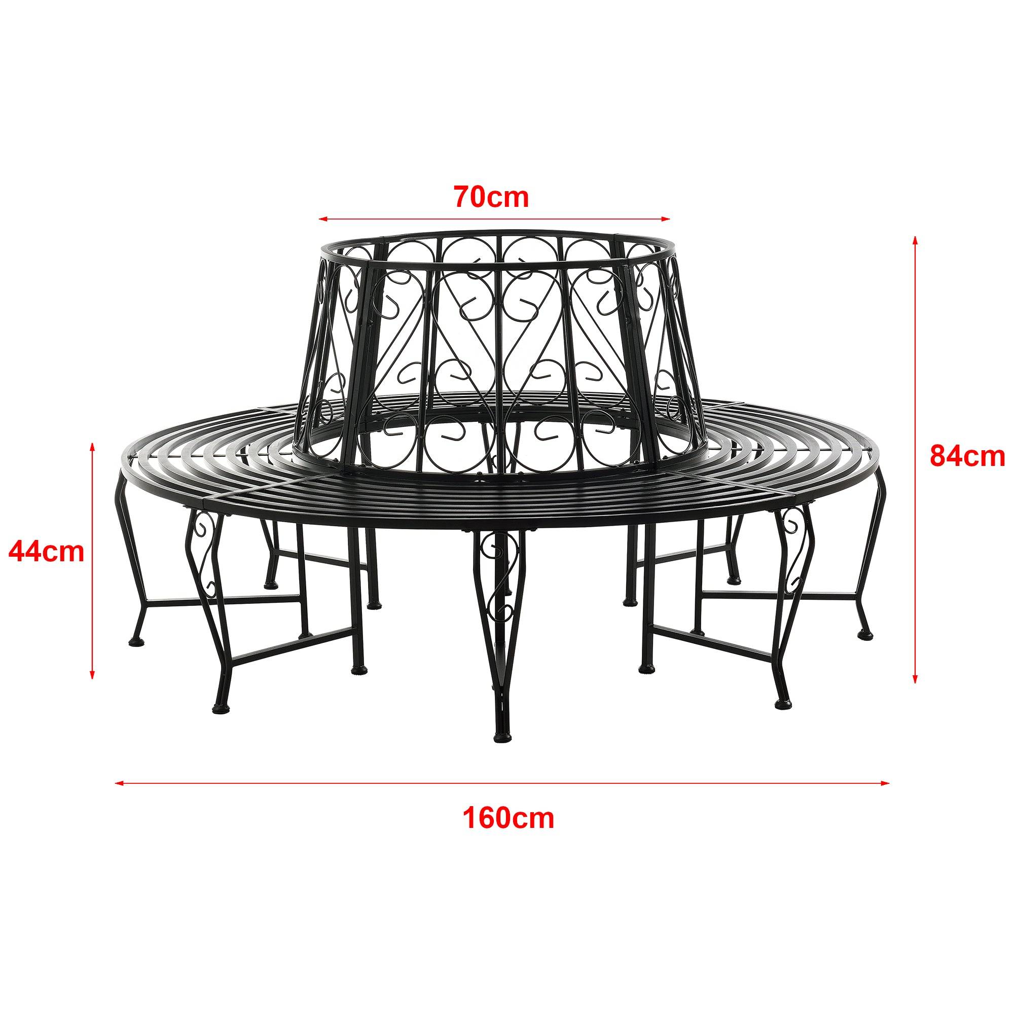 Helloshop26 - Banc de jardin rond pour arbre 160 x 84 cm acier noir - Imagen 3