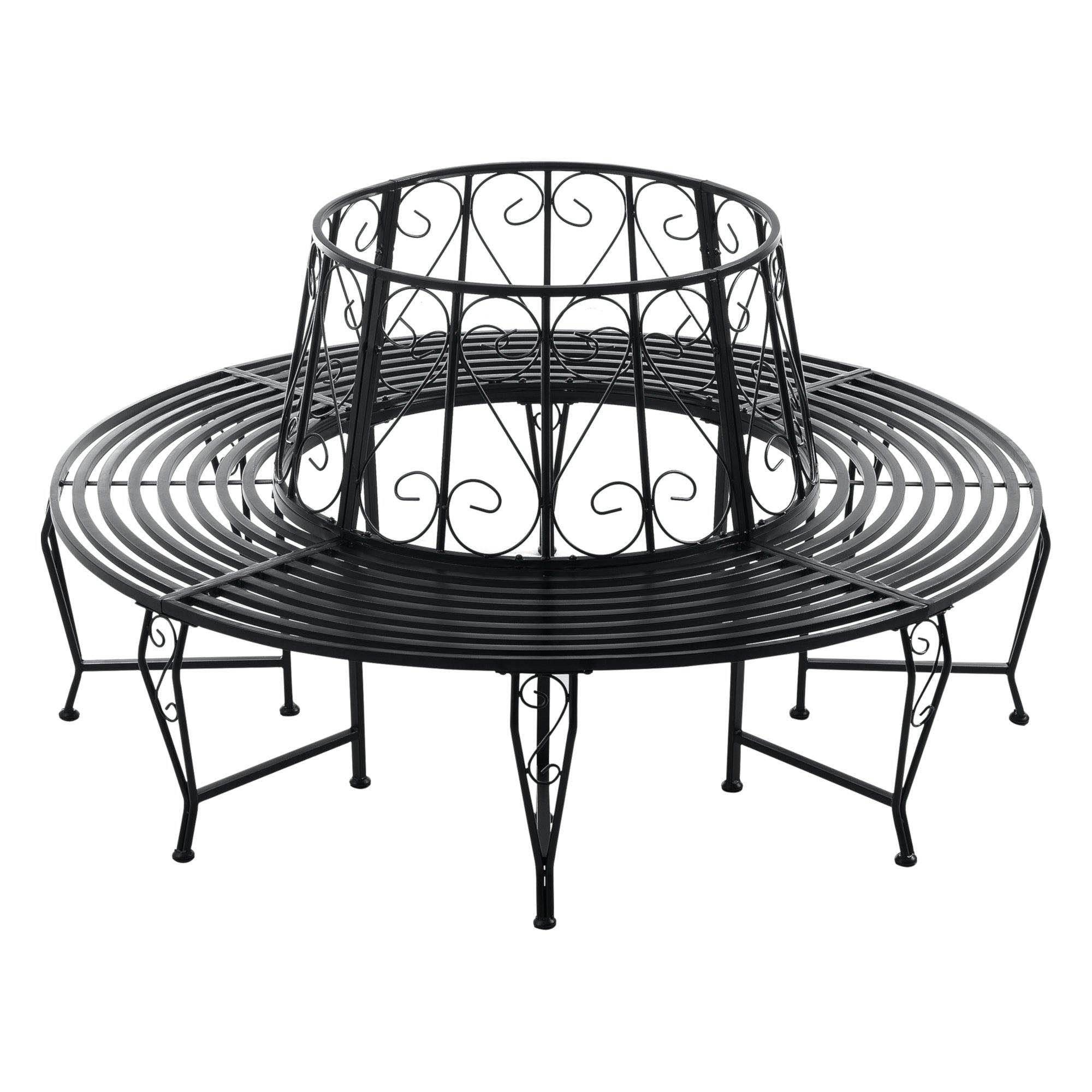 Helloshop26 - Banc de jardin rond pour arbre 160 x 84 cm acier noir - Imagen 1
