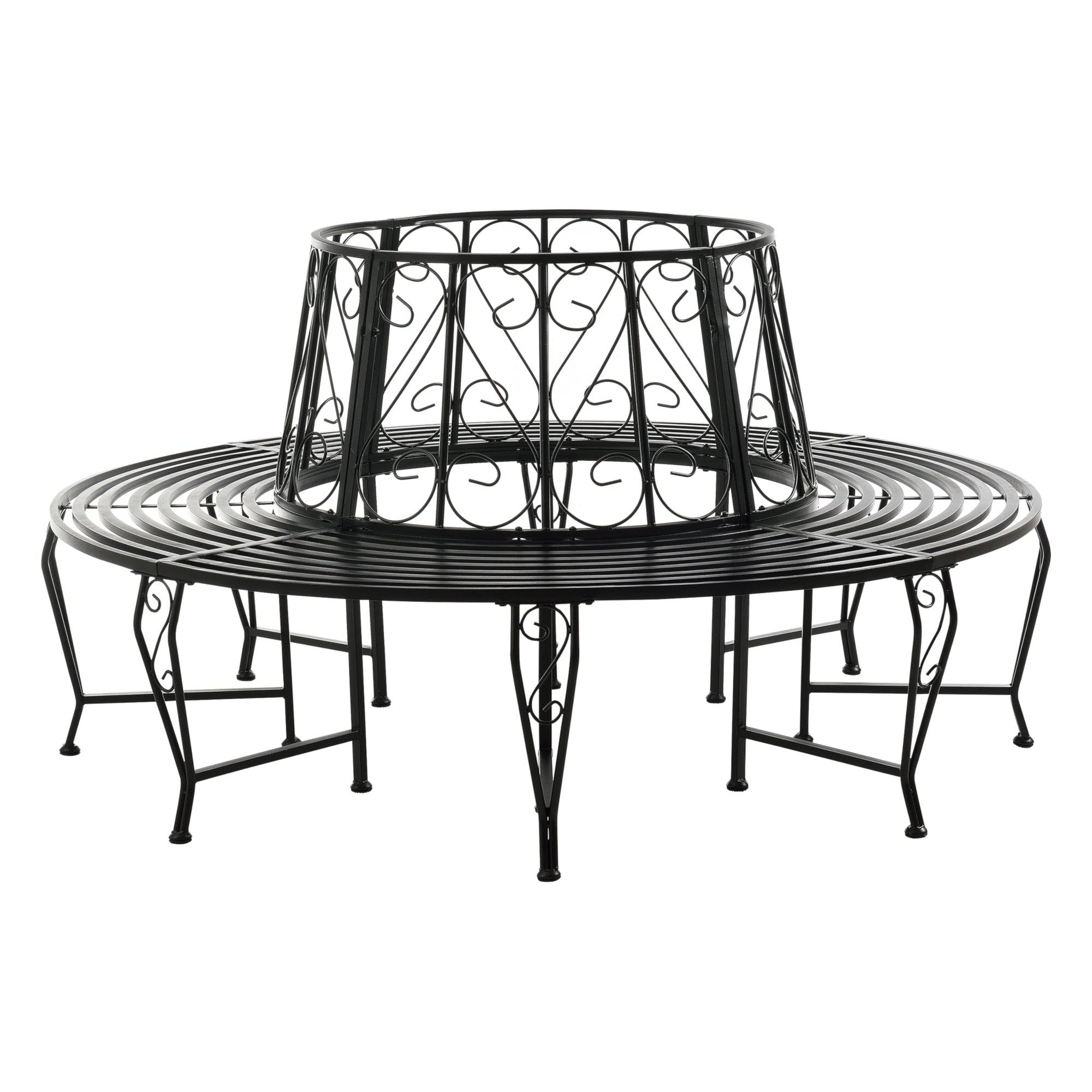 Helloshop26 - Banc de jardin rond pour arbre 160 x 84 cm acier noir - Imagen 2