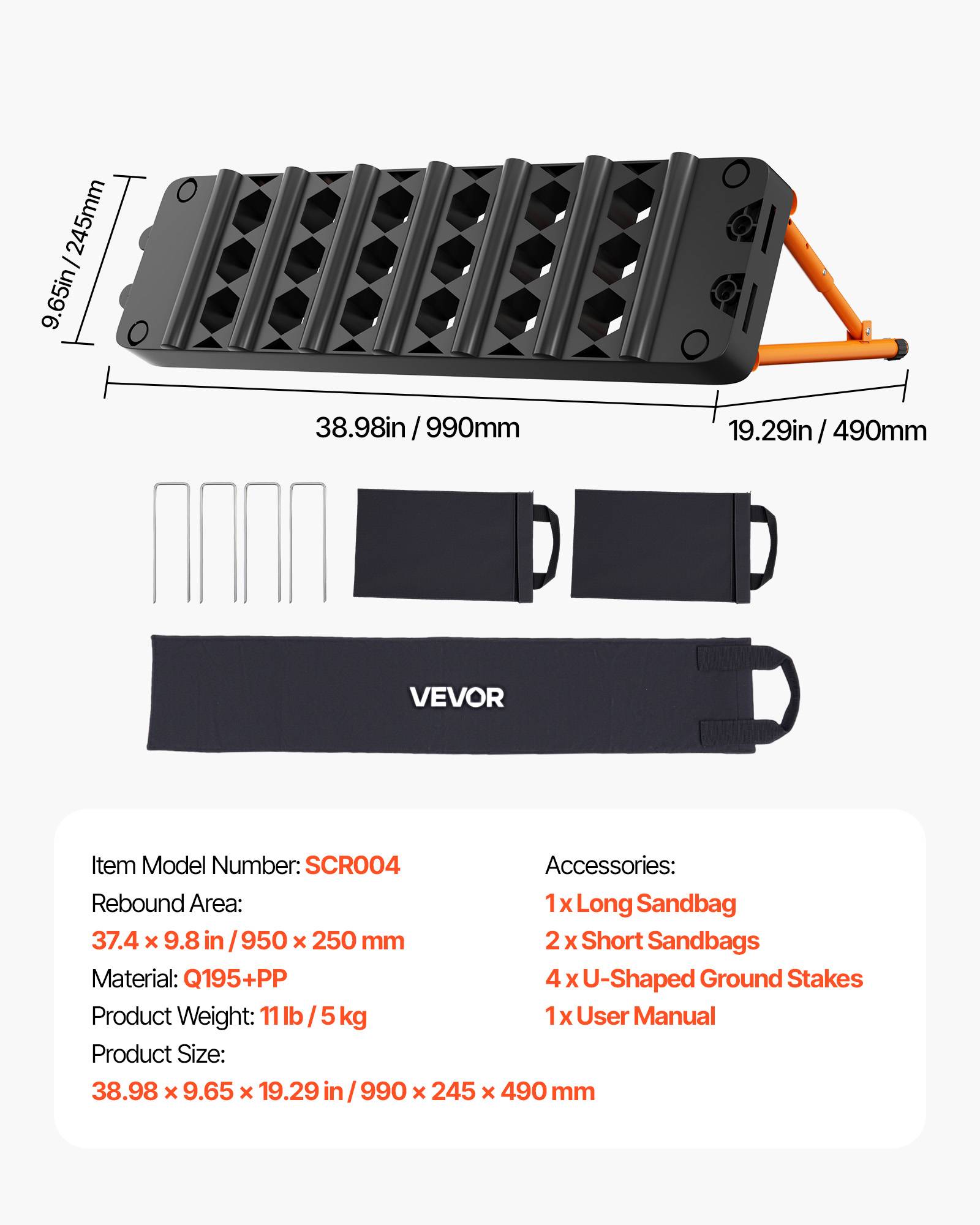Vevor - VEVOR Planche de rebond pour football 99x24,5 cm, double face 6 en 1, cadre acier Q195, portable et stable. - Image 6