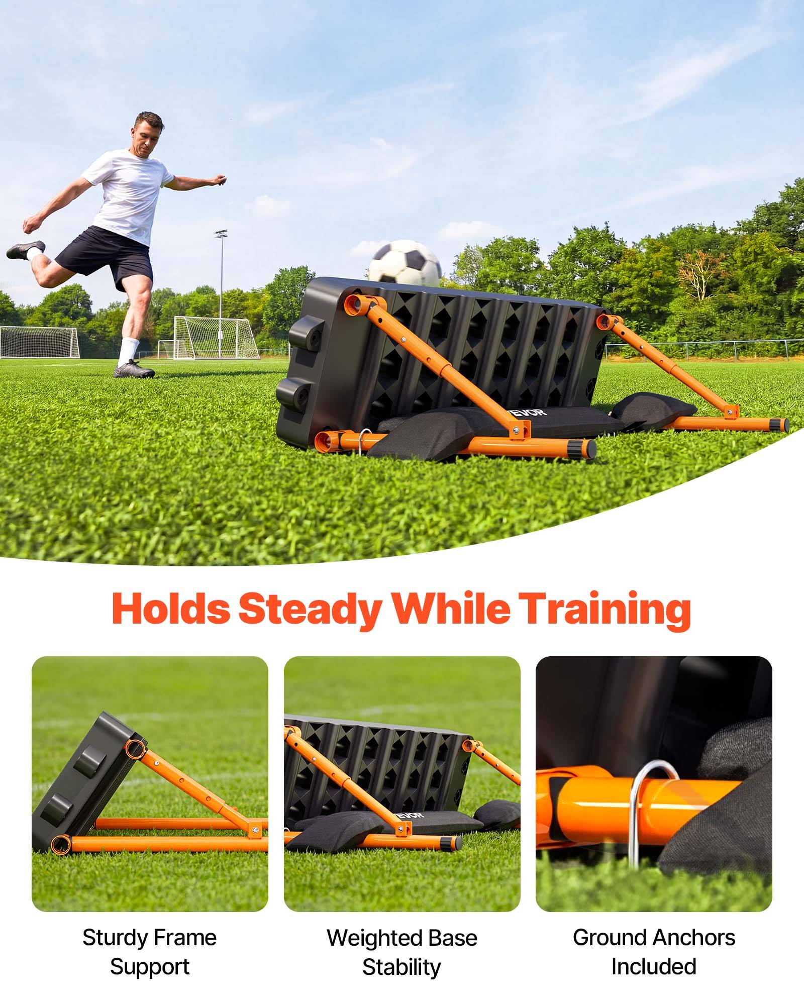 Vevor - VEVOR Planche de rebond pour football 99x24,5 cm, double face 6 en 1, cadre acier Q195, portable et stable. - Image 4