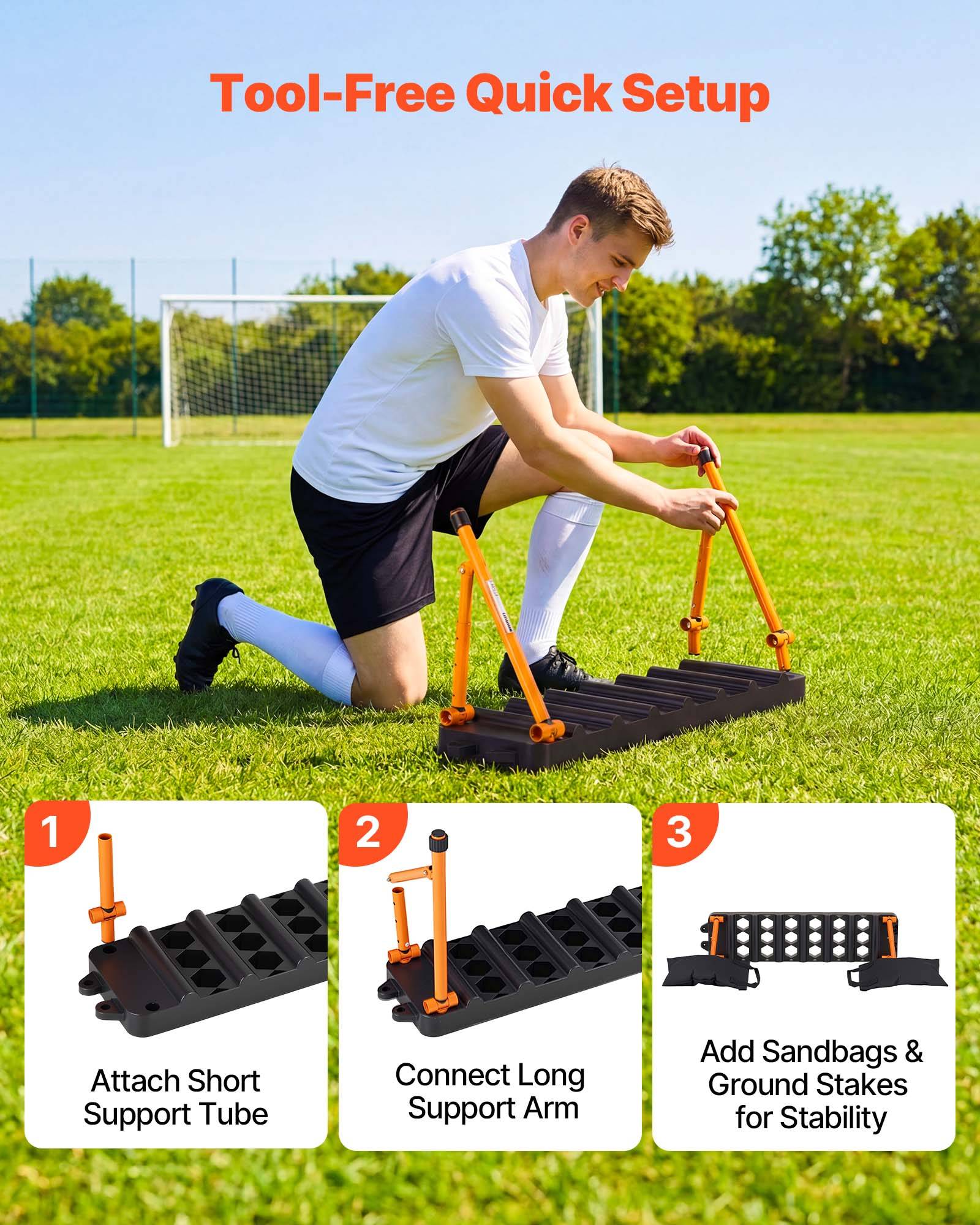 Vevor - VEVOR Planche de rebond pour football 99x24,5 cm, double face 6 en 1, cadre acier Q195, portable et stable. - Image 7