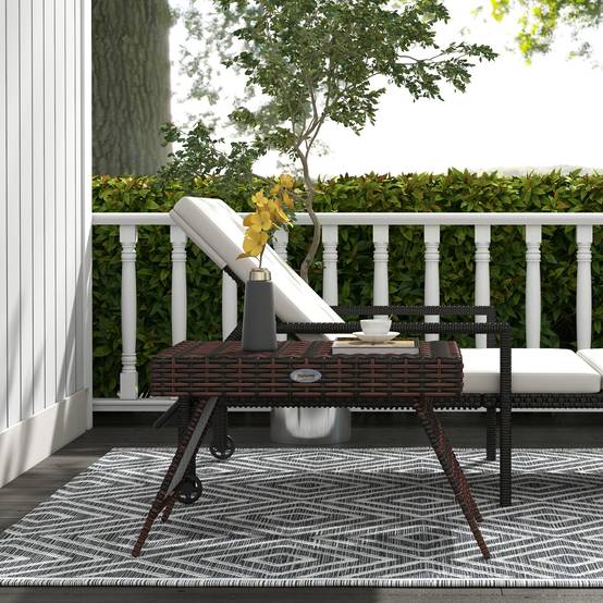 Table basse de jardin résine tressée marron 60 x 41 x 41 cm - PANGIVO - Image 4