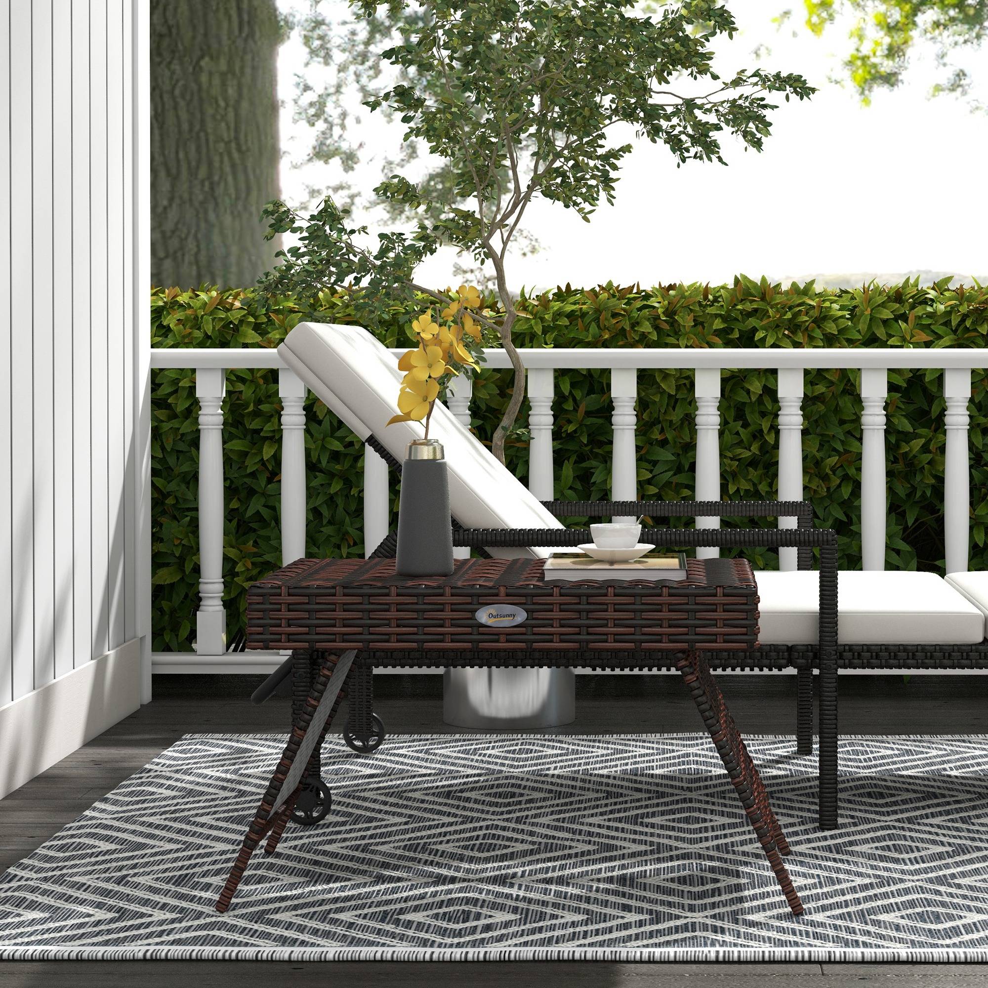 Table basse de jardin résine tressée marron 60 x 41 x 41 cm - PANGIVO - Image 4