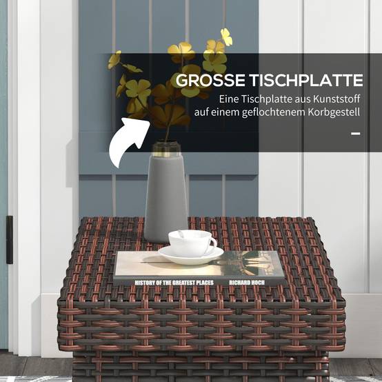 Table basse de jardin résine tressée marron 60 x 41 x 41 cm - PANGIVO - Image 6