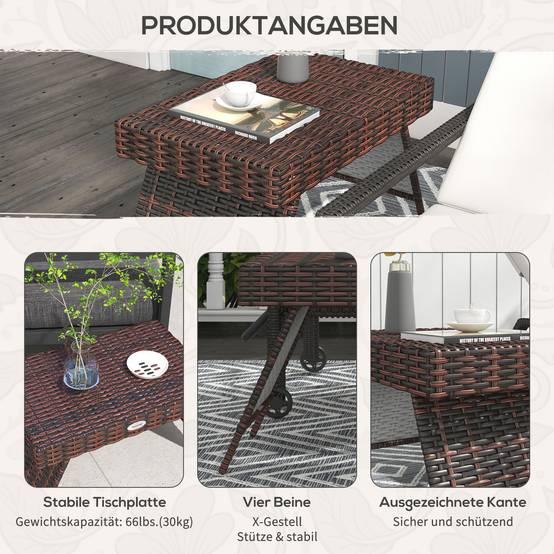 Table basse de jardin résine tressée marron 60 x 41 x 41 cm - PANGIVO - Image 9