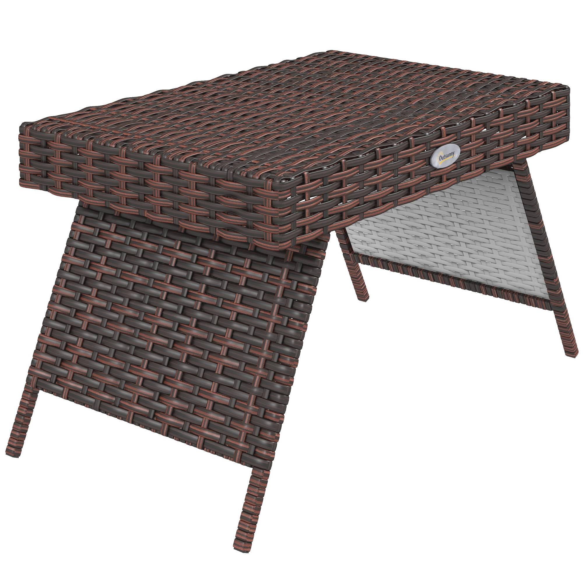 Table basse de jardin résine tressée marron 60 x 41 x 41 cm - PANGIVO - Image 2