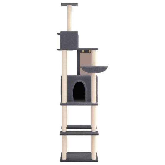 Arbre à Chat XXL Sisal Double Niche Gris Foncé 201cm pour Grand Chat Luxe - ComfortXL Outdoor Living - Image 3