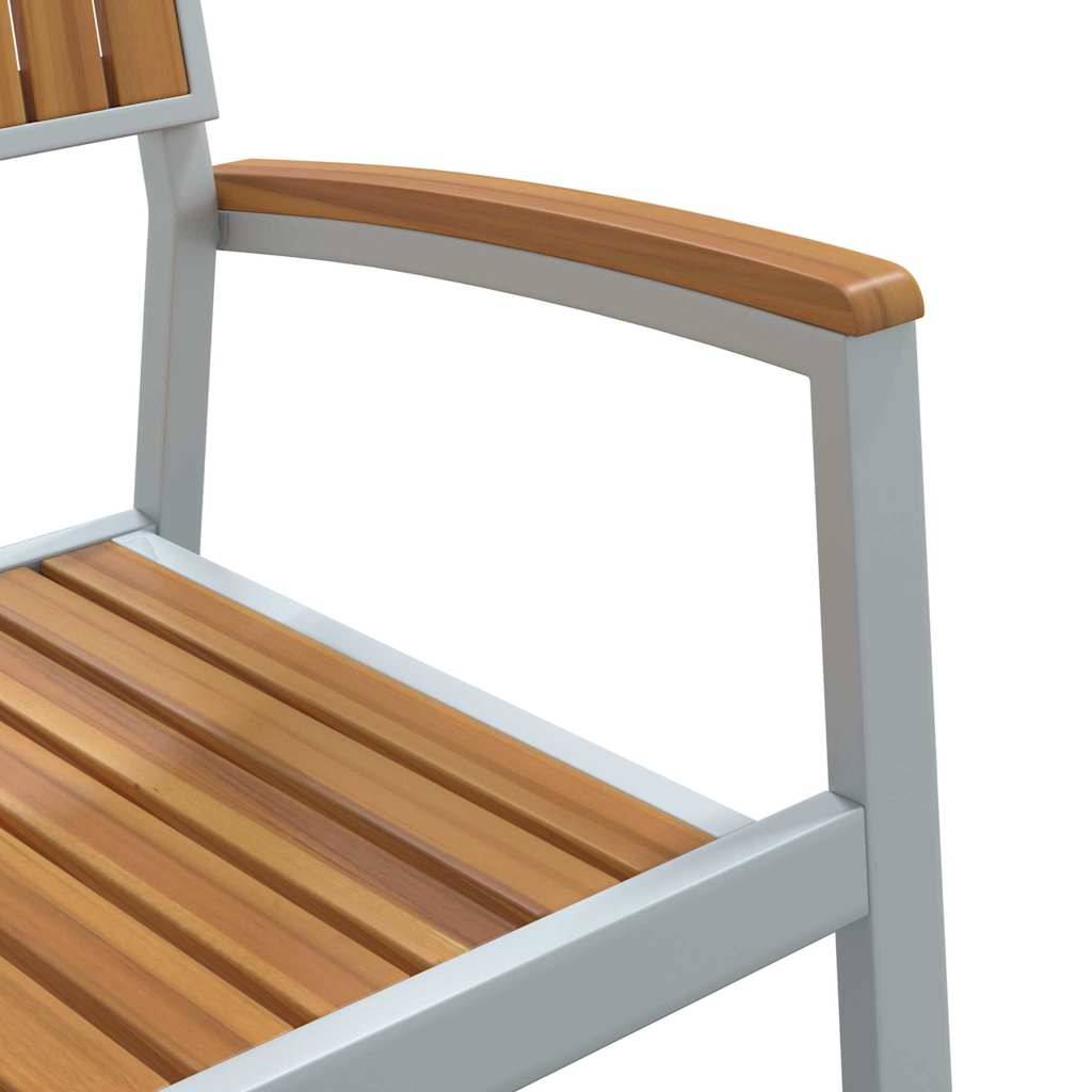 Ensemble de salle à manger jardin 7 pcs gris bois d'acacia 200 x 90 x 75 cm - PANGIVO - Image 8
