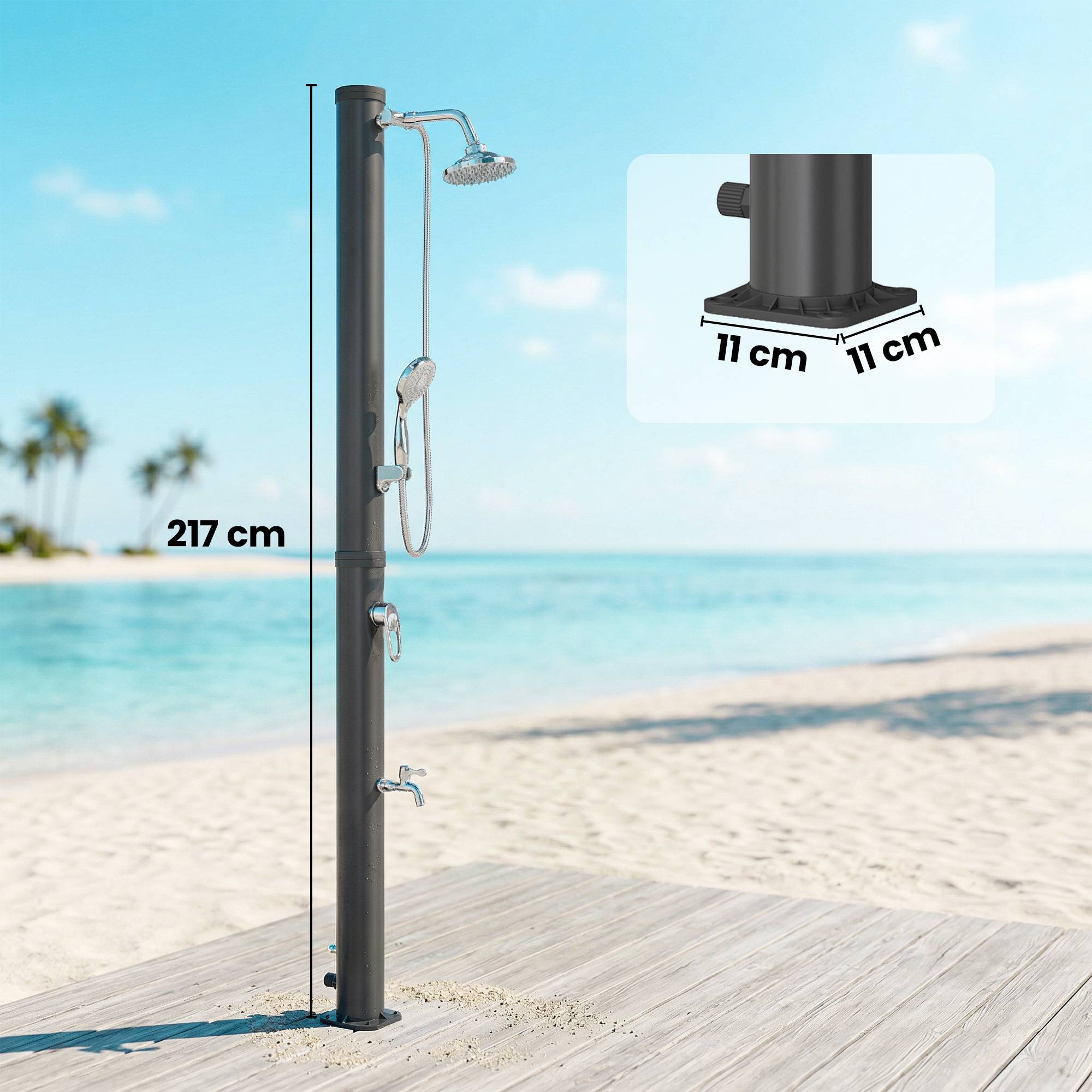 Douche solaire 20 L, protection antigel brevetée, jardin, noire, utilisable 4 saisons - Image 5