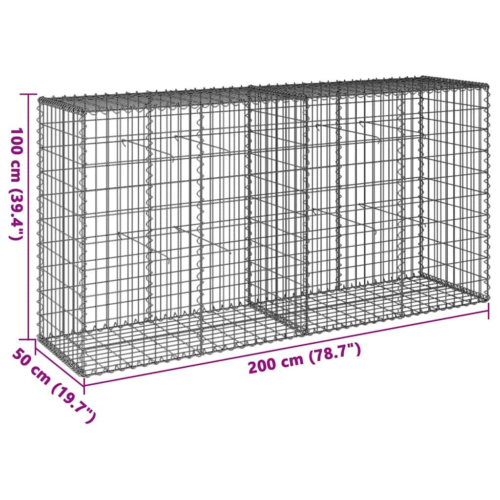 Vidaxl - Panier gabion avec couvercle 200x50x100 cm fer galvanisé vidaXL 3295143 - Image 8