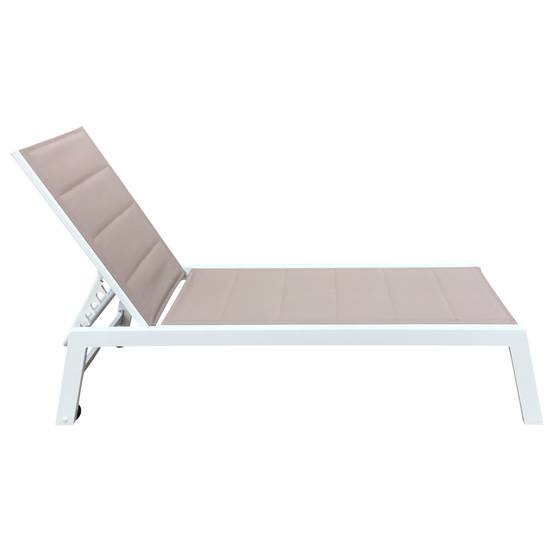 Happy Garden - Lot de 2 bains de soleil BARBADOS en textilène taupe - aluminium blanc - HAPPY GARDEN - Imagen 3