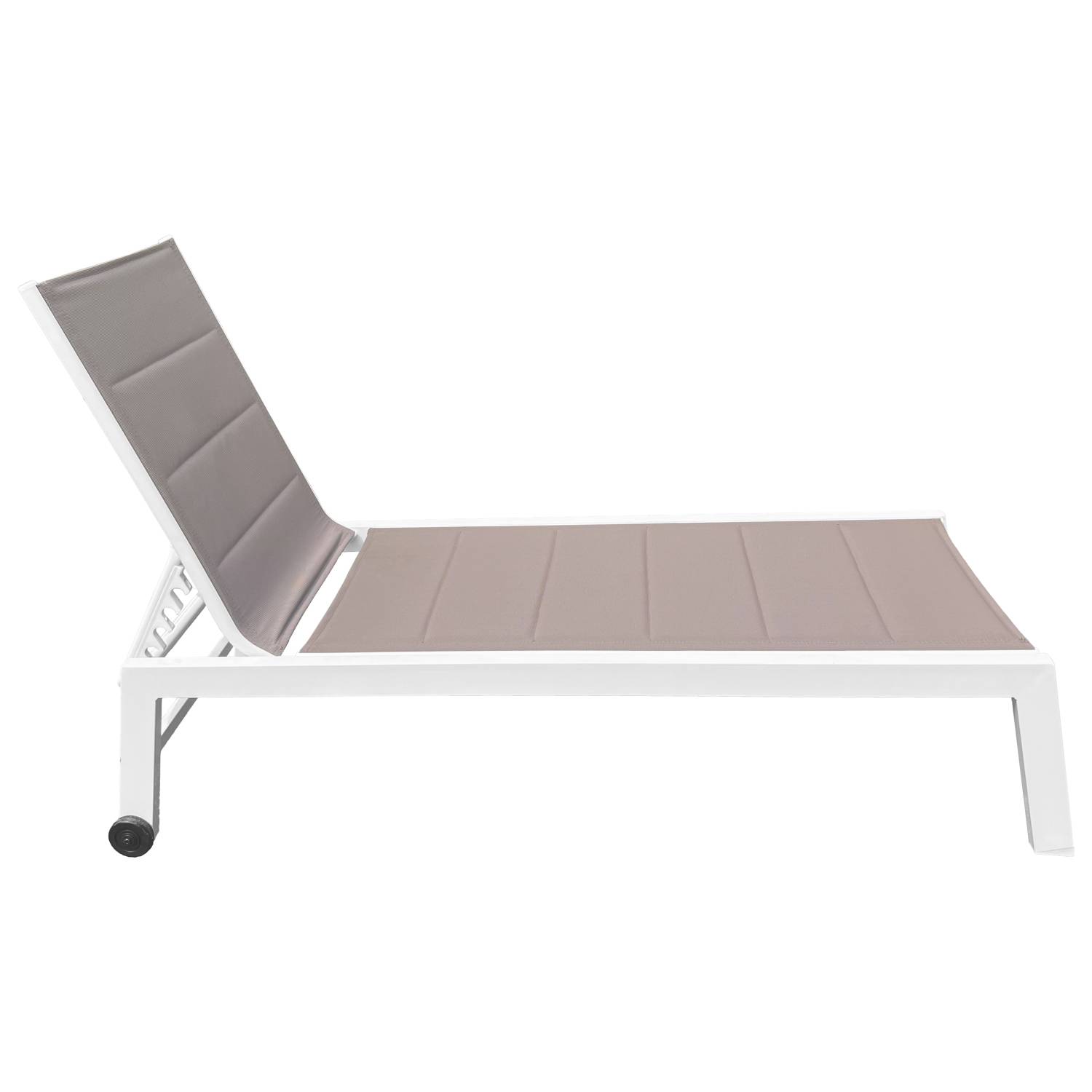 Happy Garden - Lot de 2 bains de soleil BARBADOS en textilène taupe - aluminium blanc - HAPPY GARDEN - Imagen 3
