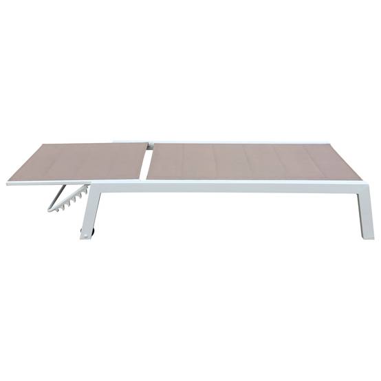 Happy Garden - Lot de 2 bains de soleil BARBADOS en textilène taupe - aluminium blanc - HAPPY GARDEN - Imagen 4