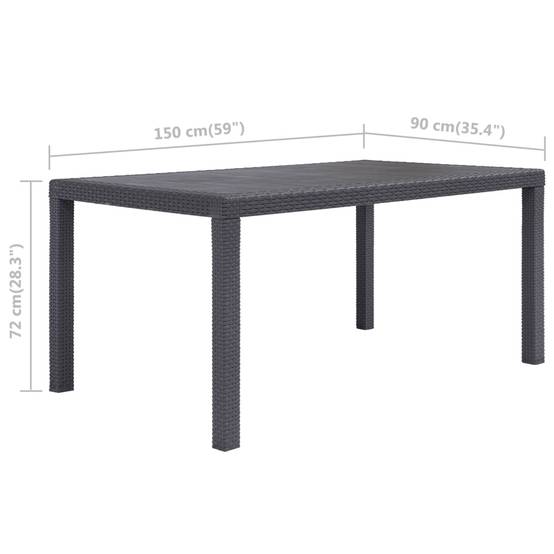 Table de Jardin 150 cm pour 6 Personnes, en Plastique Marron Finition Aspect Rotin Tressé, Idéale pour Terrasse – ComfortXL Outdoor Living - Image 5