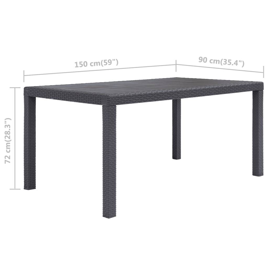 Table de Jardin 150 cm pour 6 Personnes, en Plastique Marron Finition Aspect Rotin Tressé, Idéale pour Terrasse – ComfortXL Outdoor Living - Image 5