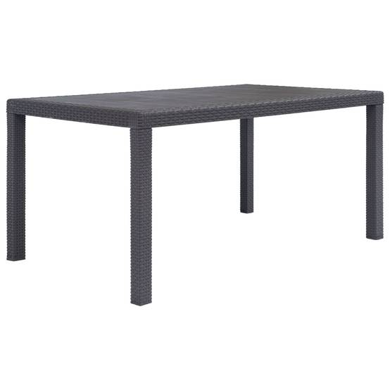Table de Jardin 150 cm pour 6 Personnes, en Plastique Marron Finition Aspect Rotin Tressé, Idéale pour Terrasse – ComfortXL Outdoor Living - Image 1