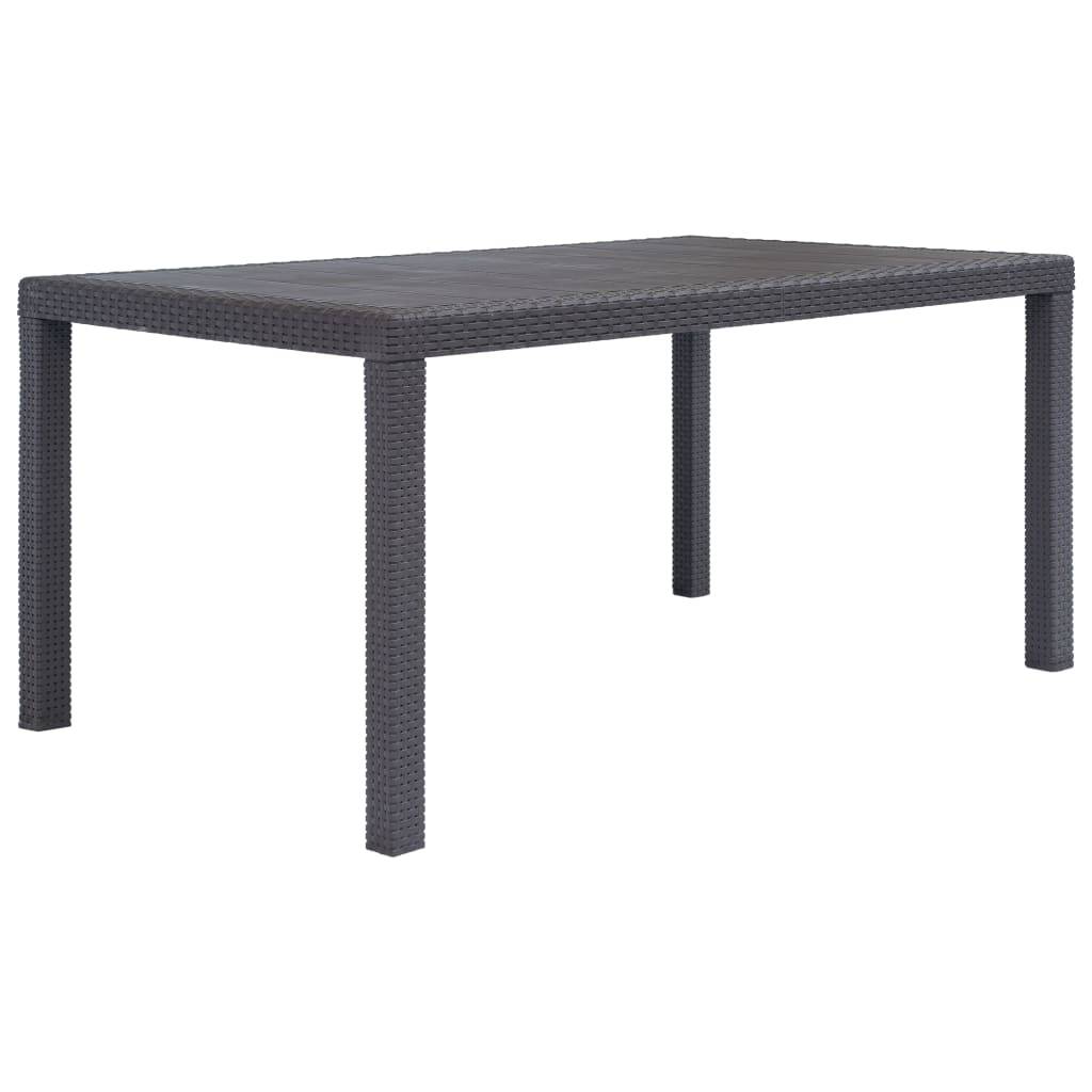 Table de Jardin 150 cm pour 6 Personnes, en Plastique Marron Finition Aspect Rotin Tressé, Idéale pour Terrasse – ComfortXL Outdoor Living - Image 1