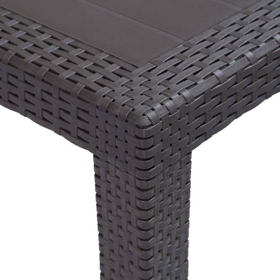 Table de Jardin 150 cm pour 6 Personnes, en Plastique Marron Finition Aspect Rotin Tressé, Idéale pour Terrasse – ComfortXL Outdoor Living - Image 3