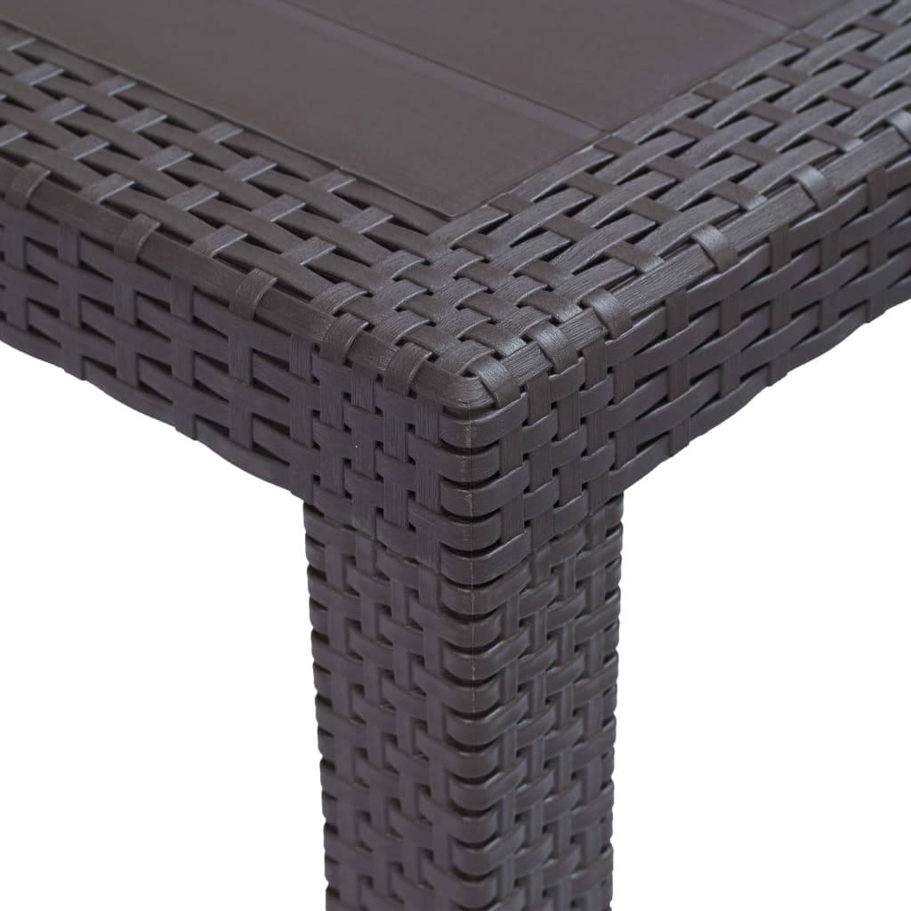 Table de Jardin 150 cm pour 6 Personnes, en Plastique Marron Finition Aspect Rotin Tressé, Idéale pour Terrasse – ComfortXL Outdoor Living - Image 3