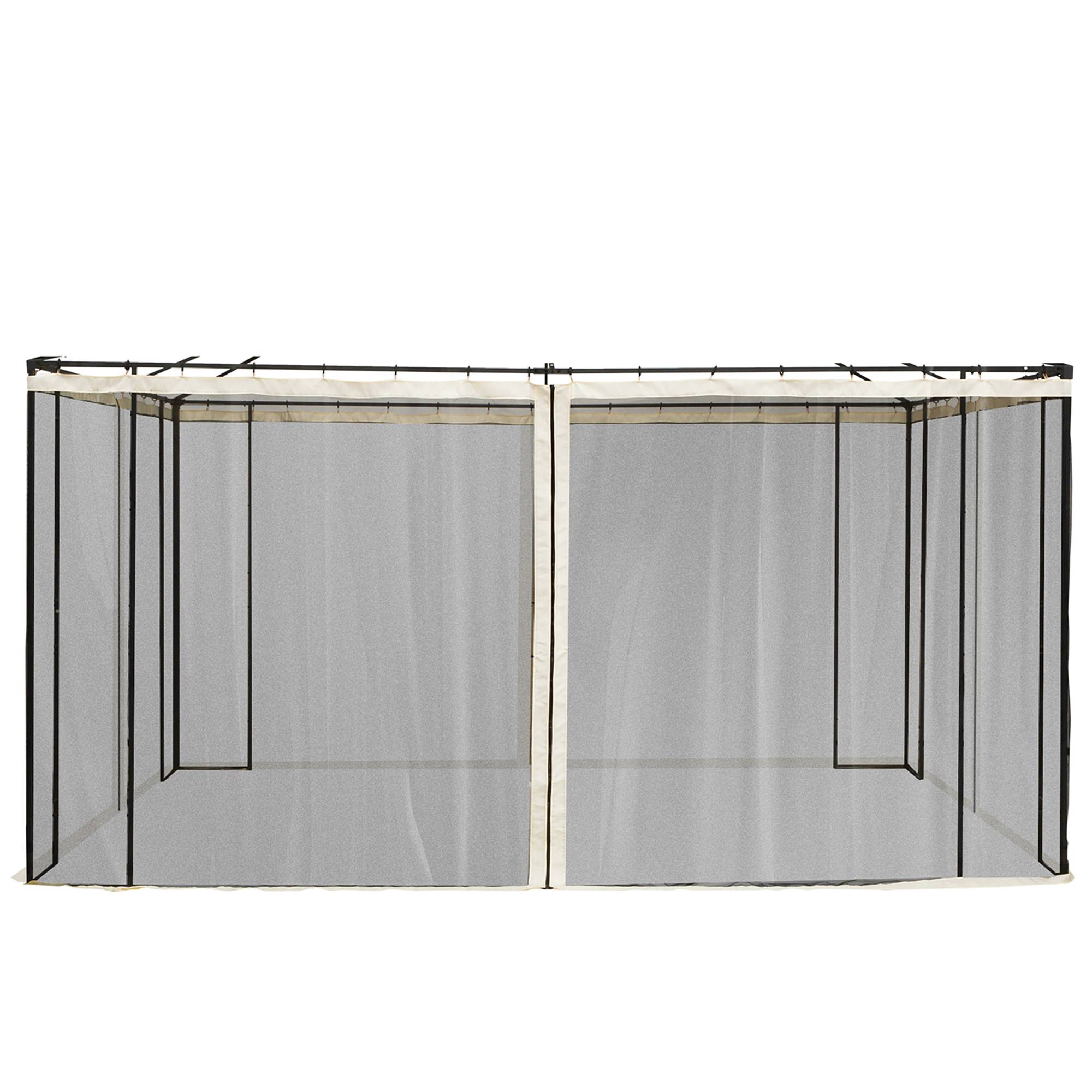 4 panneaux lateraux 3,5x2 m pour tente de jardin, toile moustiquaire pour cenador gazebo, fermetures et anneaux, noir - Image 1