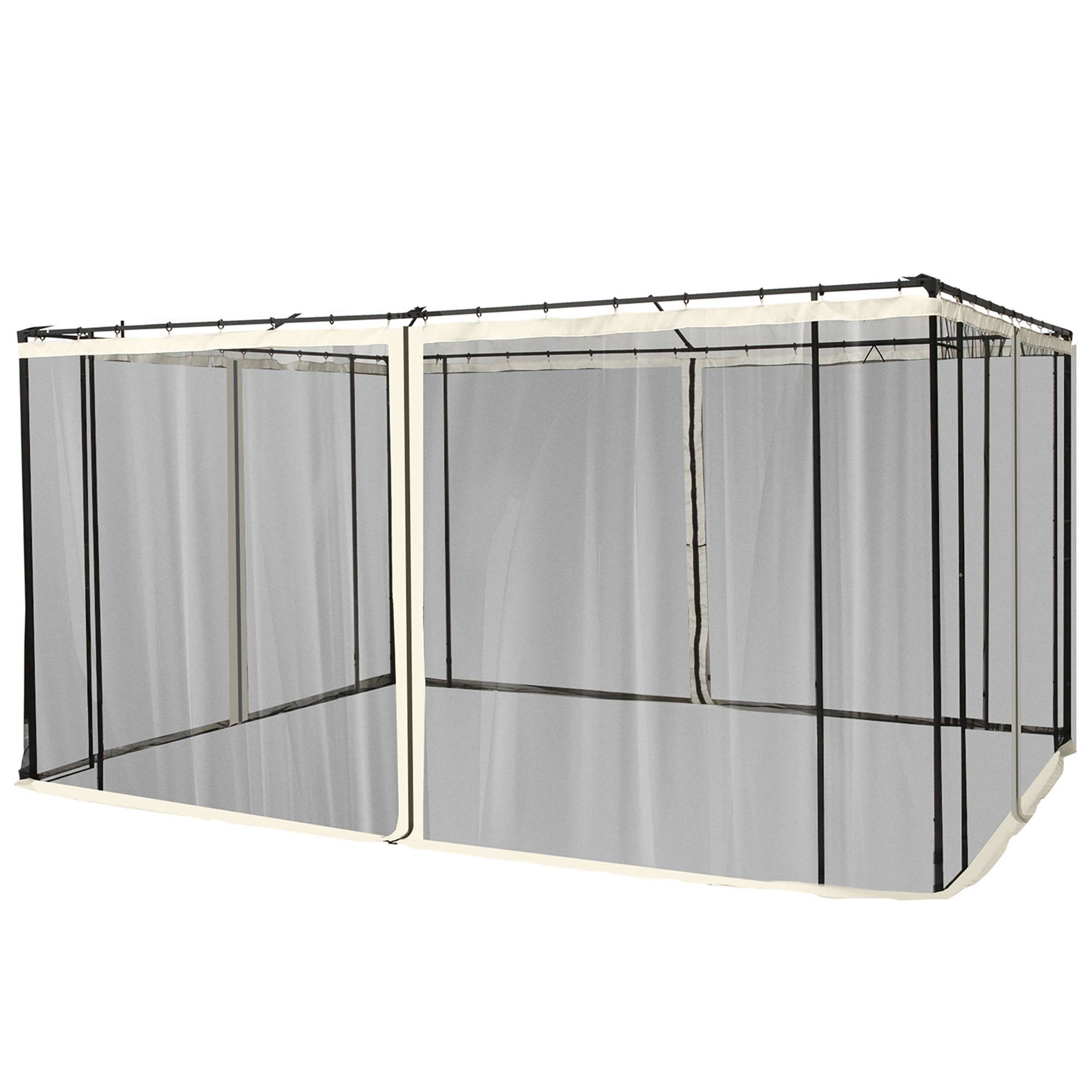 4 panneaux lateraux 3,5x2 m pour tente de jardin, toile moustiquaire pour cenador gazebo, fermetures et anneaux, noir - Image 2