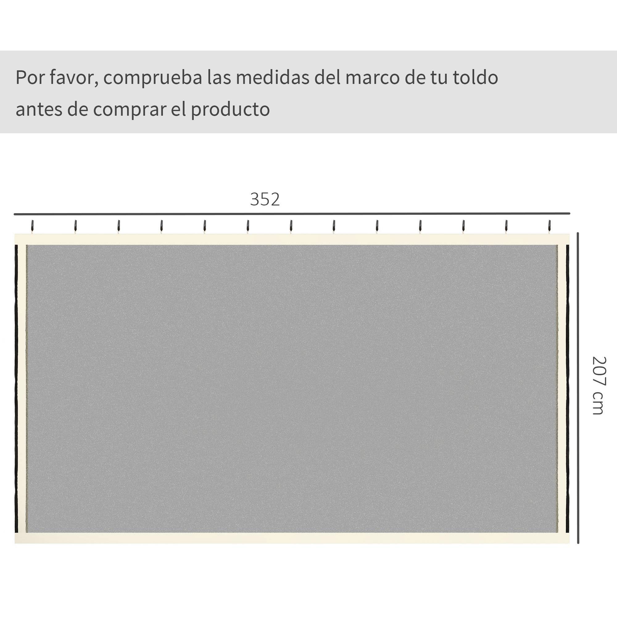 4 panneaux lateraux 3,5x2 m pour tente de jardin, toile moustiquaire pour cenador gazebo, fermetures et anneaux, noir - Image 5