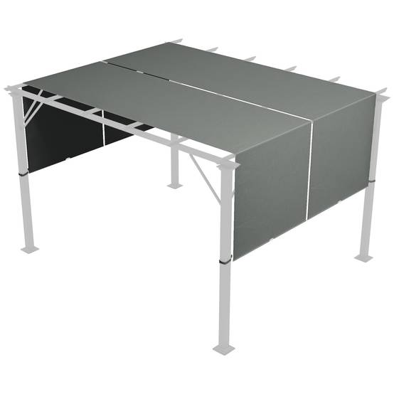 Outsunny - Lot 2 toiles de rechange pergola rétractable 4,9x1,2m protection UV tissu polyester gris foncé - Outsunny - Image 1
