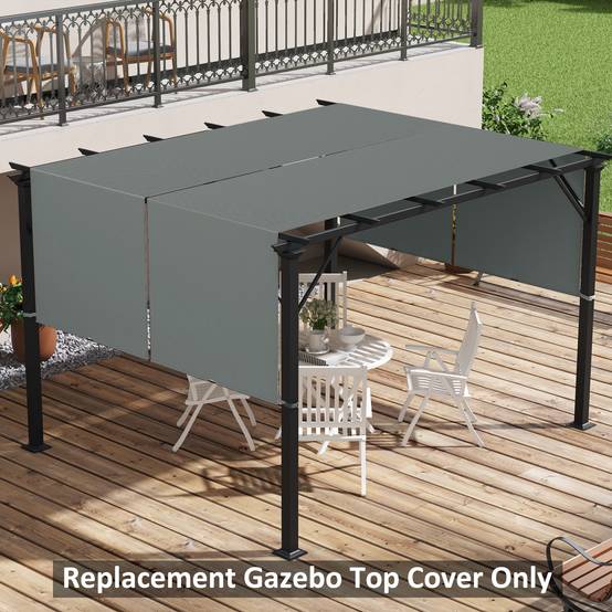 Outsunny - Lot 2 toiles de rechange pergola rétractable 4,9x1,2m protection UV tissu polyester gris foncé - Outsunny - Image 2