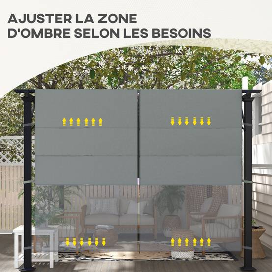 Outsunny - Lot 2 toiles de rechange pergola rétractable 4,9x1,2m protection UV tissu polyester gris foncé - Outsunny - Image 7
