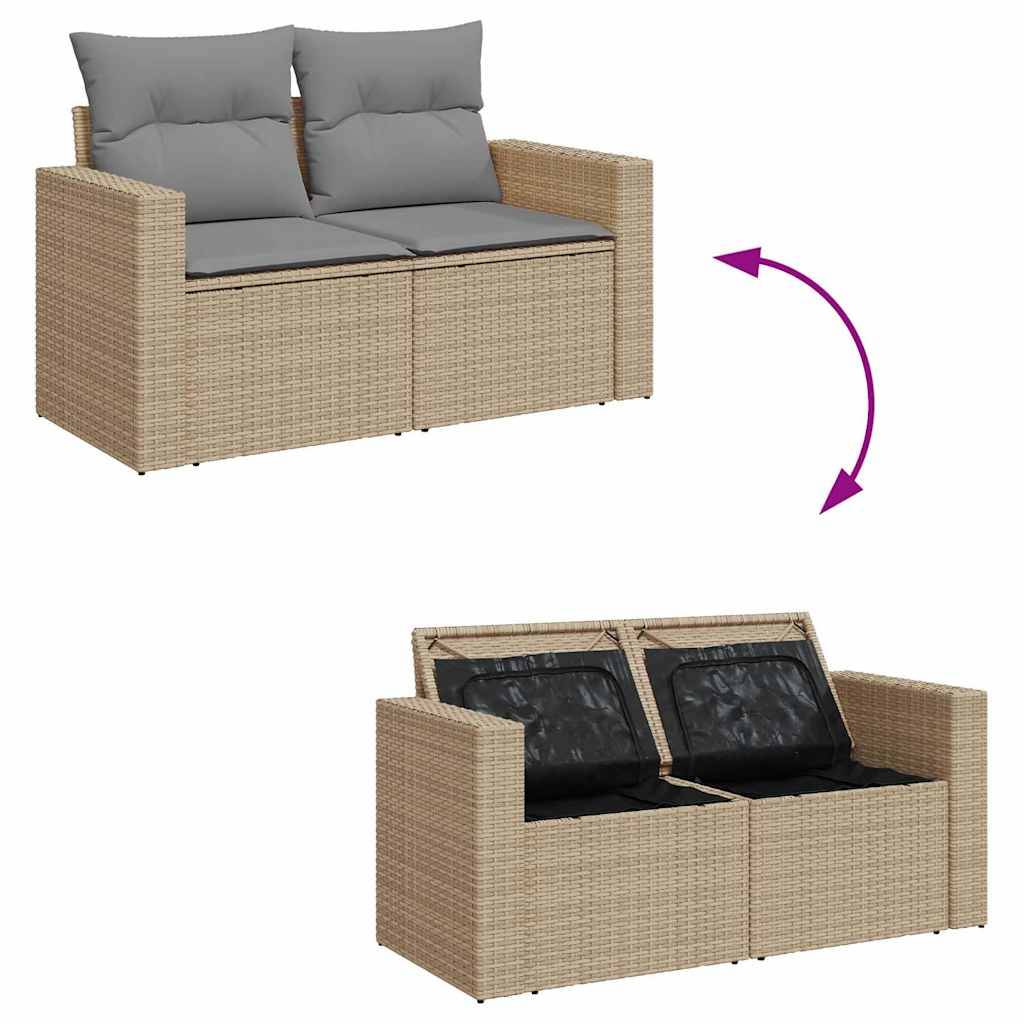Salon de jardin 5 places beige résine tressée et bois avec table modulable et accoudoirs – ComfortXL Outdoor Living - Image 6