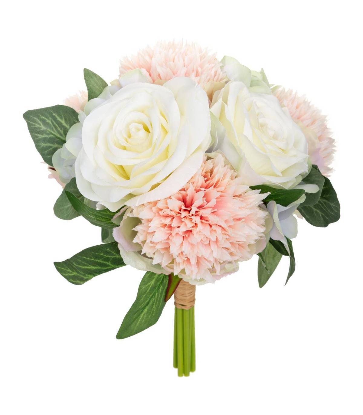 Bouquet de Fleurs artificielles Roses et Oeillets D. 20 x H. 26 cm - Image 1