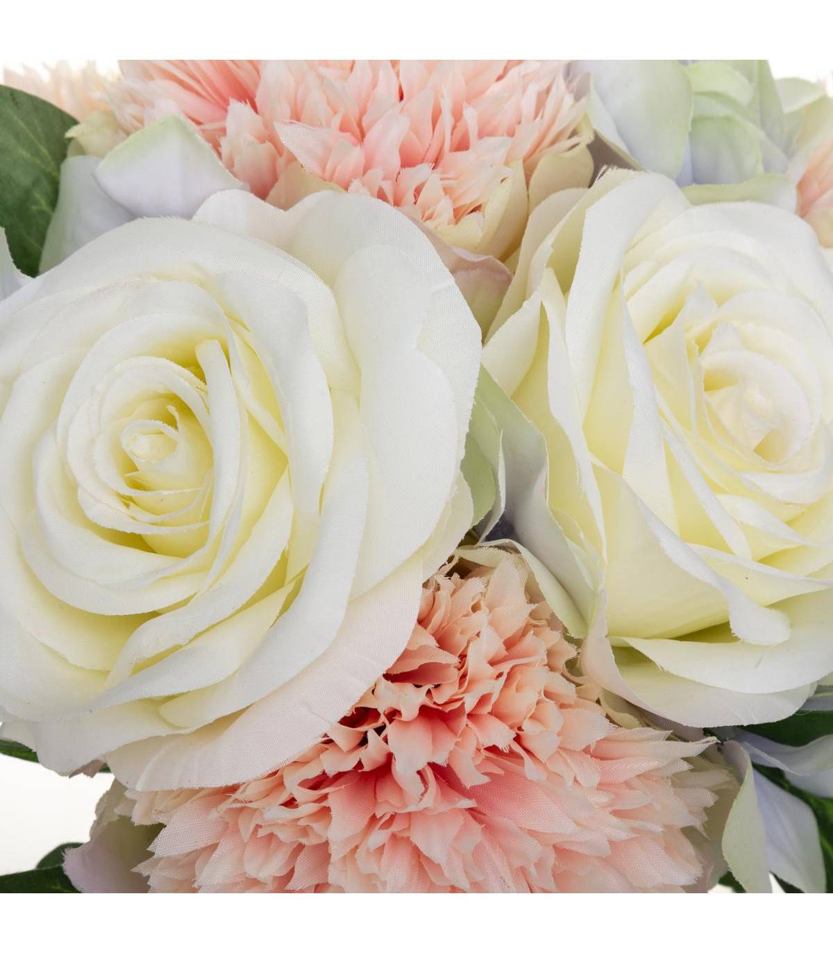 Bouquet de Fleurs artificielles Roses et Oeillets D. 20 x H. 26 cm - Image 2