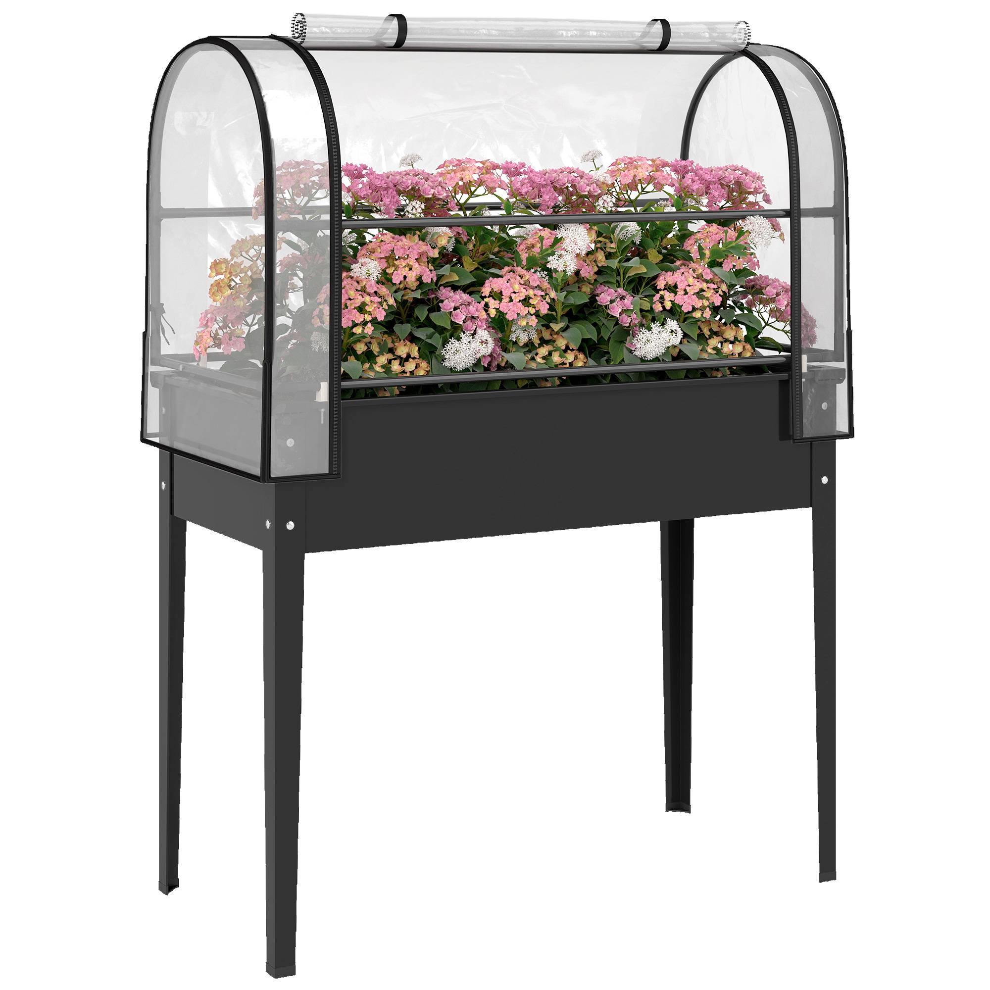 PANGIVO - Potager sur pieds avec serre métal noir 100 x 49 x 136 cm - PANGIVO - Image 1