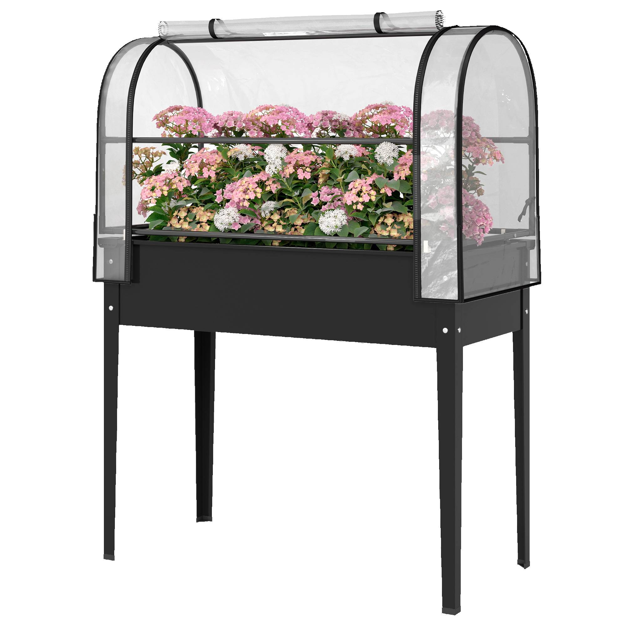 PANGIVO - Potager sur pieds avec serre métal noir 100 x 49 x 136 cm - PANGIVO - Image 2