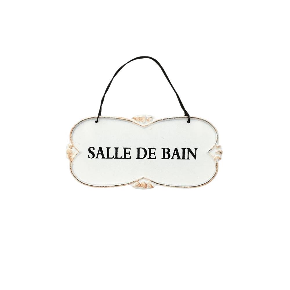 ~ Plaque de porte décorative vintage salle de bain fer blanc 12x7cm Chemin de campagne - Imagen 1