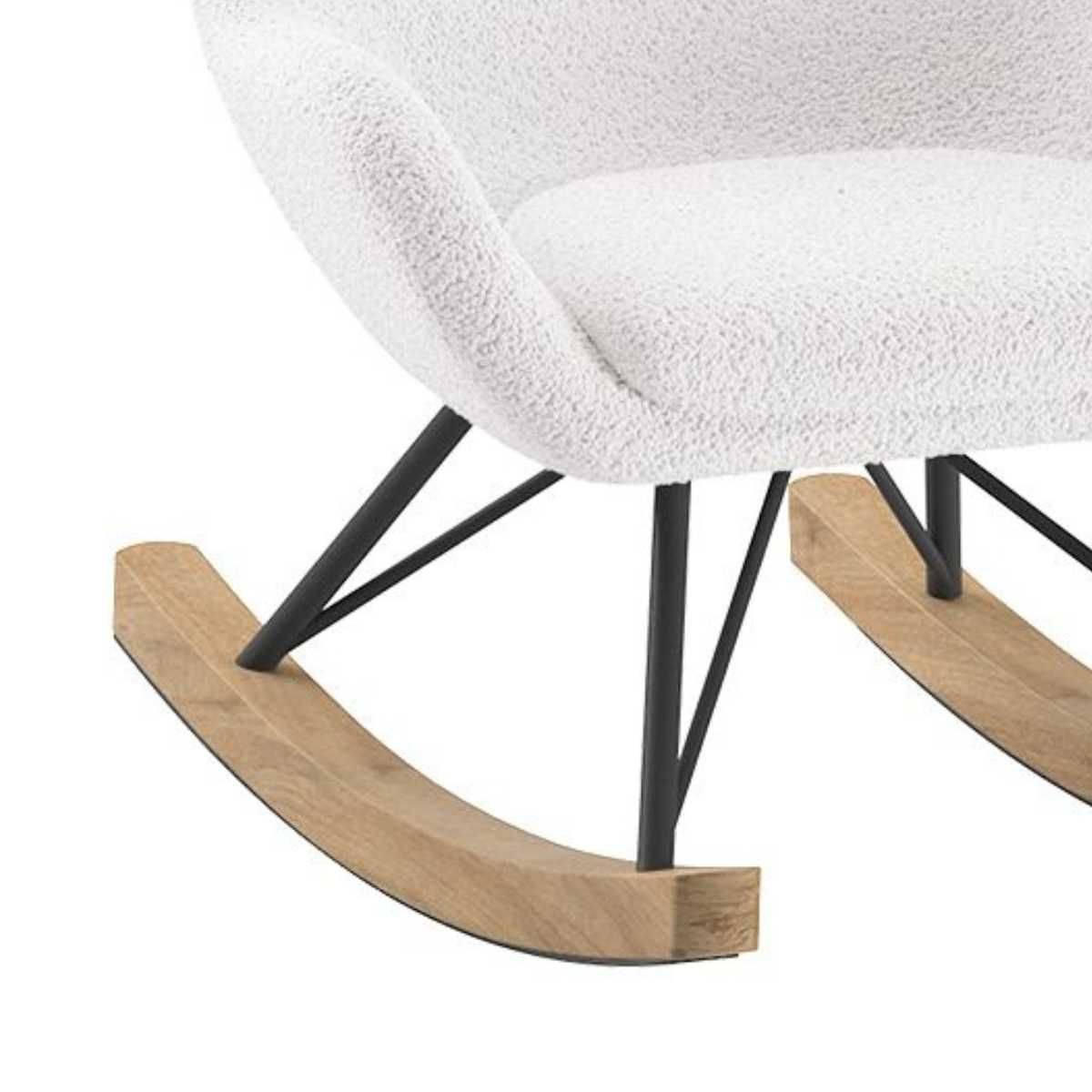 ALTOBUY - Chaise à Bascule Enfant en Tissu Bouclette Blanc Pieds Bois et Métal - MOUTY - Image 3