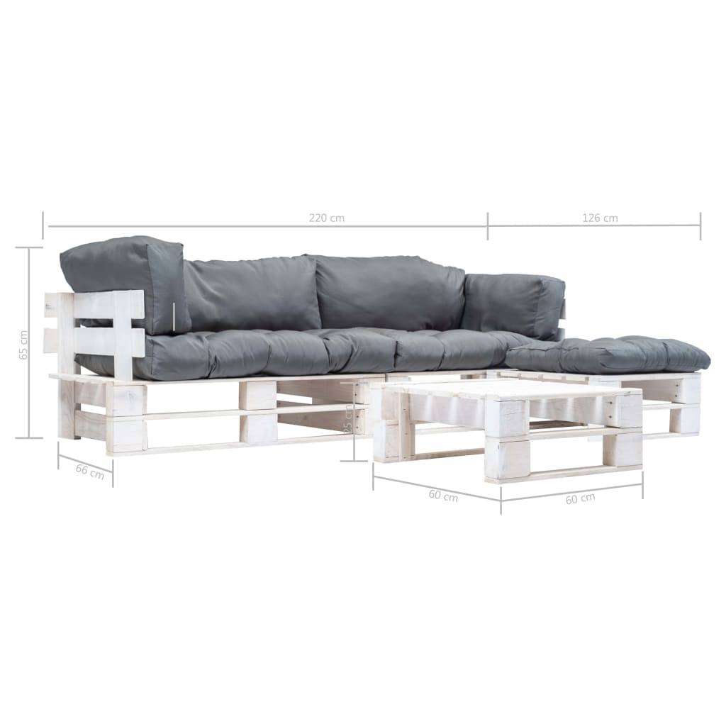 Vidaxl - Salon de jardin palette 4 pcs avec coussins gris Bois vidaXL 277393 - Image 3