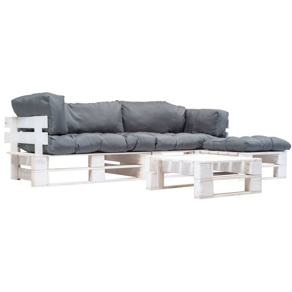 Vidaxl - Salon de jardin palette 4 pcs avec coussins gris Bois vidaXL 277393 - Image 1