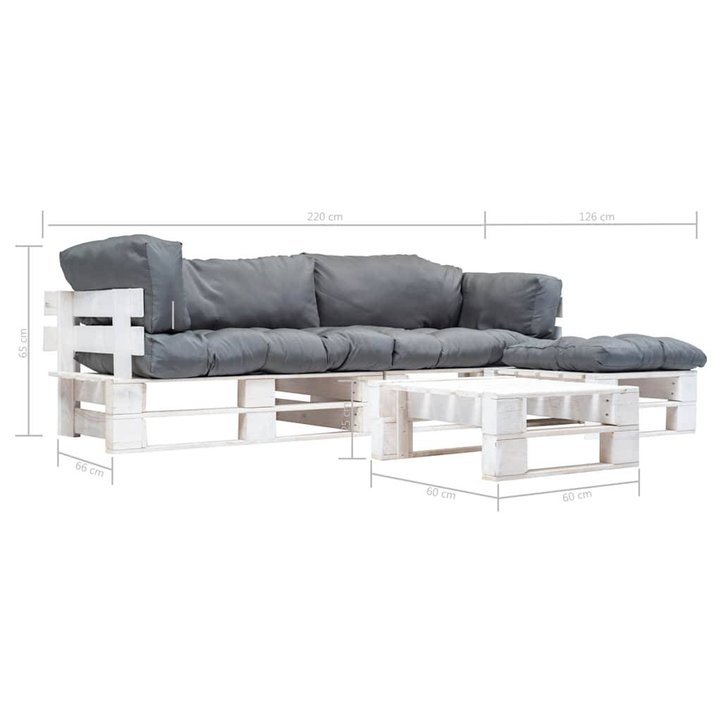 Vidaxl - Salon de jardin palette 4 pcs avec coussins gris Bois vidaXL 277393 - Image 4