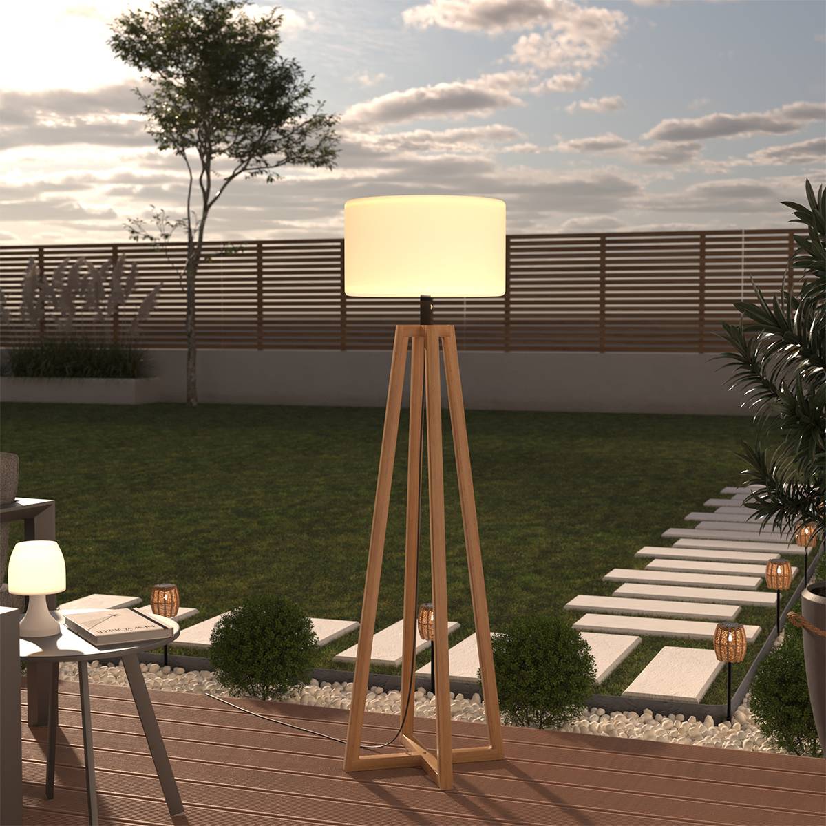 Lampadaire d extérieur "Matia" acacia blanc H148cm ATMOSPHERA CREATEUR D'INTERIEUR - Imagen 8