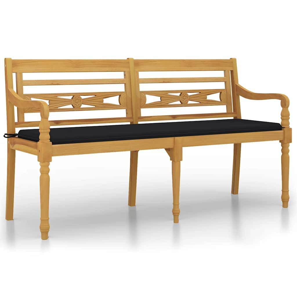 PANGIVO - Banc de jardin bois de teck naturel et noir 150 x 51.5 x 84 cm - PANGIVO - Image 2