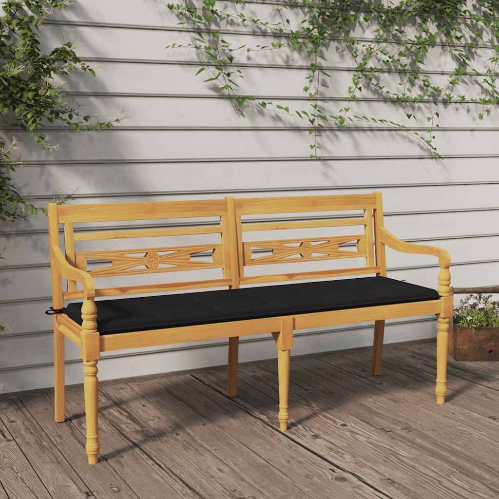 PANGIVO - Banc de jardin bois de teck naturel et noir 150 x 51.5 x 84 cm - PANGIVO - Image 1