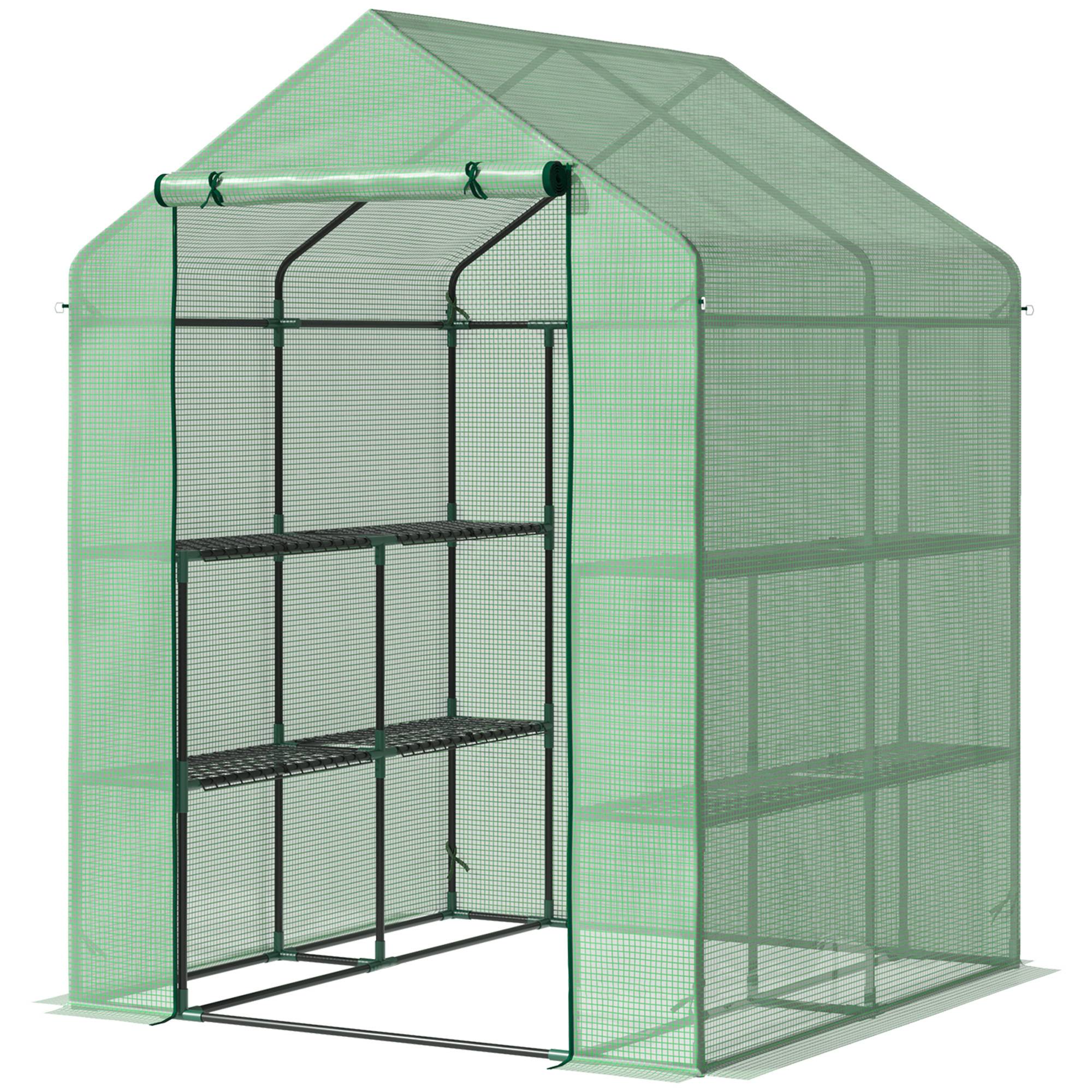 Serre de jardin acier PE balcons terrasses 8 étagères plantes hivernage 143x138x190cm vert - ComfortXL Outdoor Living
