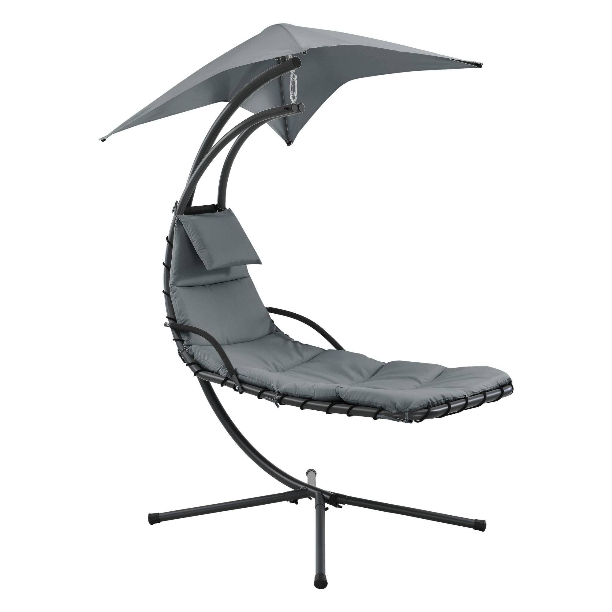 Bain de Soleil Suspendu Lorca Support sur Pied 166 x 116 x 210 cm Noir Gris [en.casa] - Image 1
