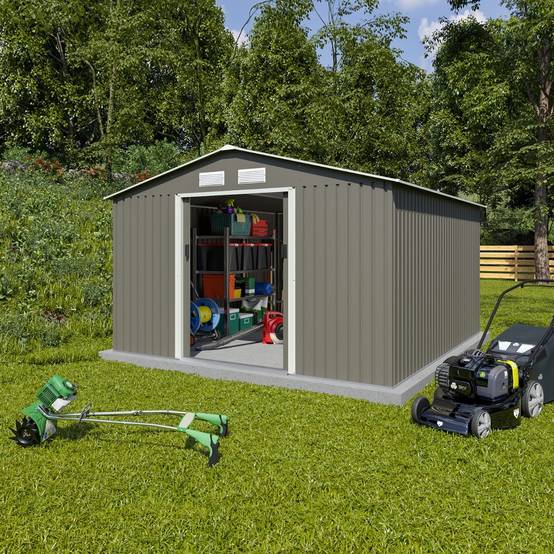 Abri de jardin métal 10,91 m2 + kit d'ancrage - Image 1