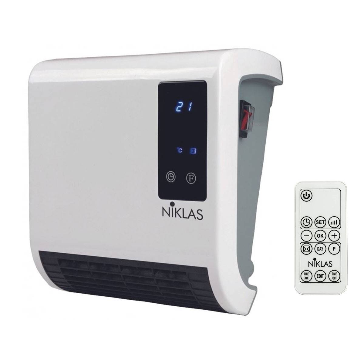 Chauffage électrique mural soufflant 2000W Trendy Numérique Programmable - Chauffage Salle de Bain Chauffe jusqu'à 20 m² NIKLAS - Imagen 1