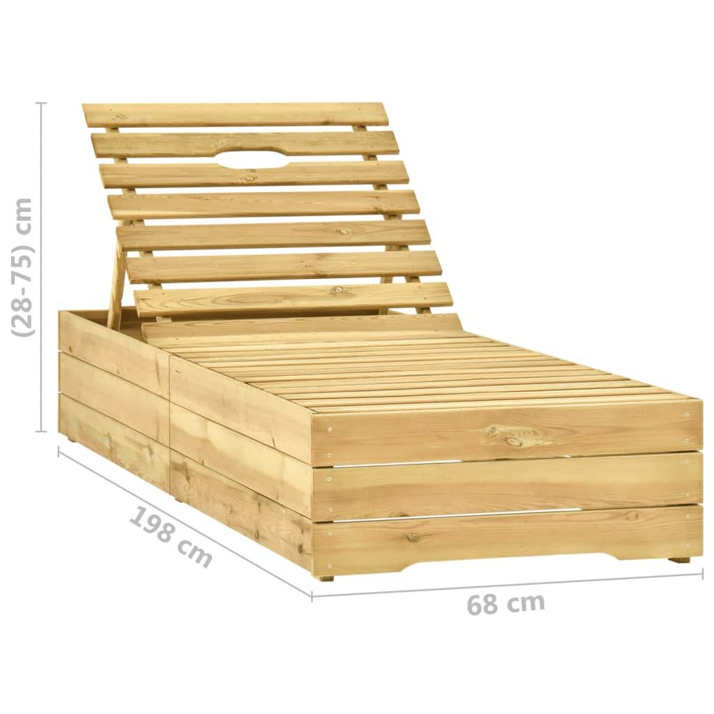Helloshop26 - Transat chaise longue bain de soleil lit de jardin terrasse meuble d'extérieur bois de pin imprégné de vert - Imagen 6